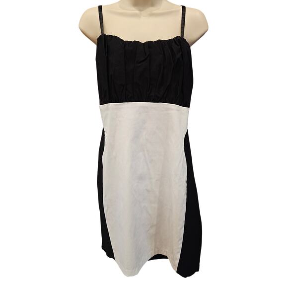 Torrid sz 22 black white slimming dress midi formal lined preppy classy stretch - Picture 2 of 7